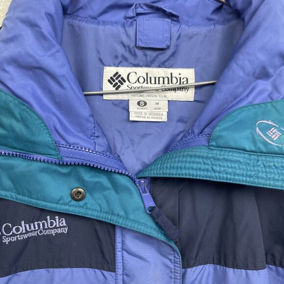 Vintage Columbia Windbreaker Jacket Women Size S Bugaboo Blue GreenPurple - Picture 7 of 16